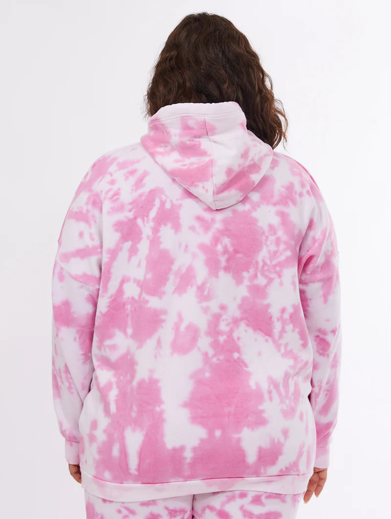 Kala Oversized Tie-Dye Hoodie with Classic Logo, featuring a vibrant boho print and relaxed fit