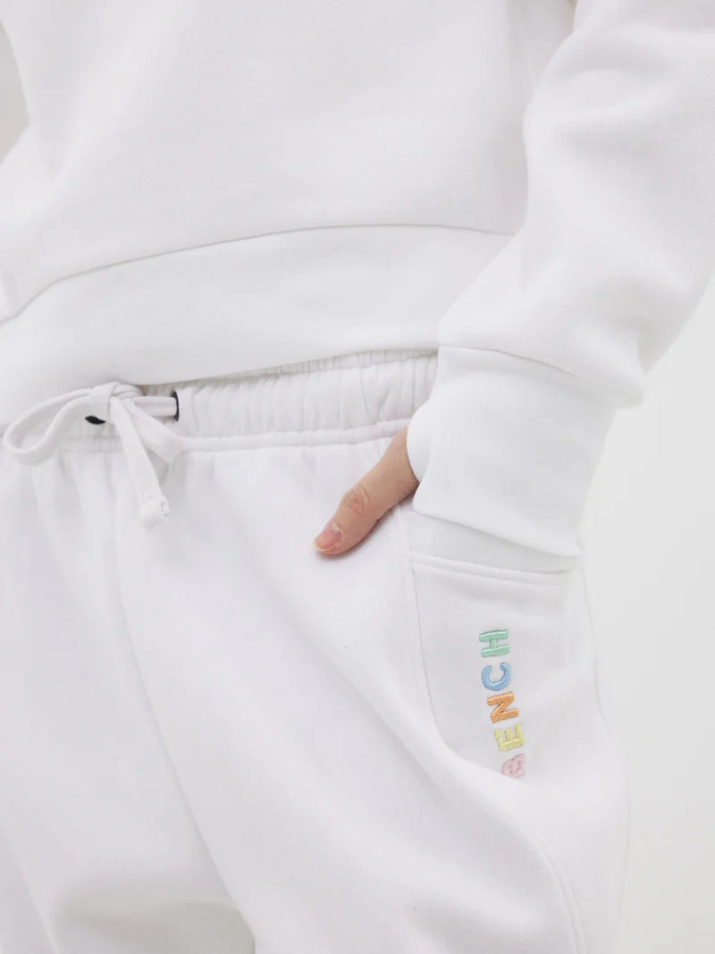 Women's high-neck hoodie with multicoloured embroidered logo, thumbholes, and dropped shoulders