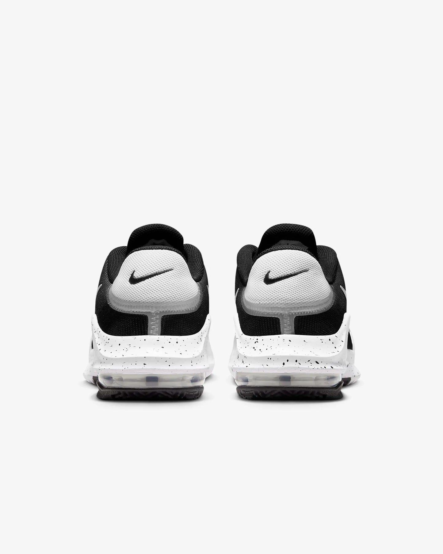 Nike Impact 4 Basketball Shoes in Black/Wolf Grey/White featuring Max Air cushioning and rubber side wraps for enhanced stability and comfort.