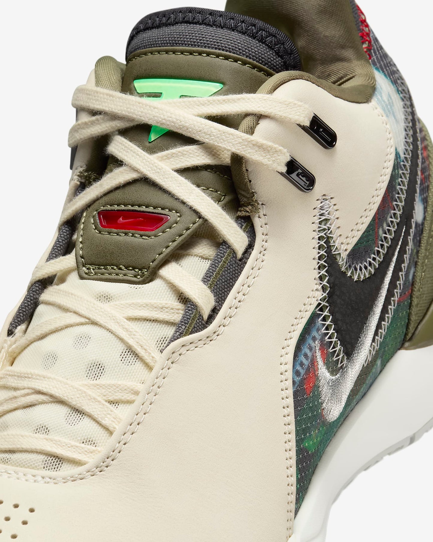 Side profile of LeBron NXXT Gen shoes with multidirectional traction inspired by Akron map