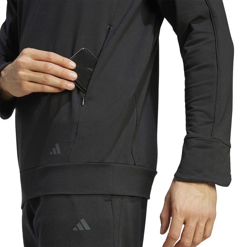 A closer look at an Adidas Men's Yoga Training Hoodie.