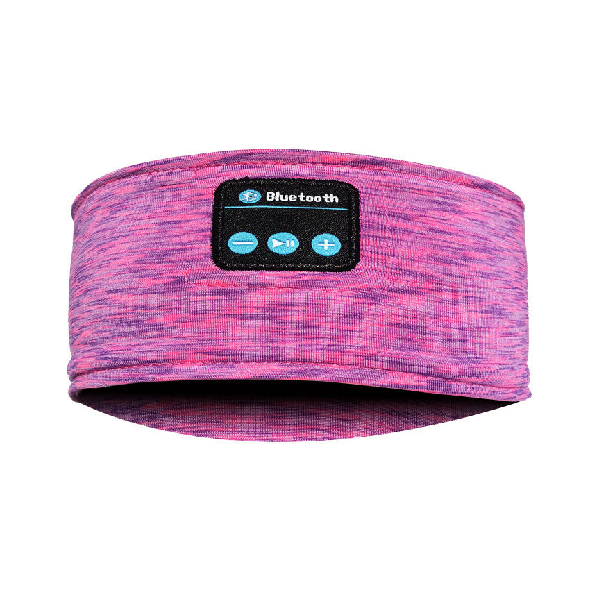 Bluetooth 5.0 stereo headband in pink – hands-free, voice control, and music support.