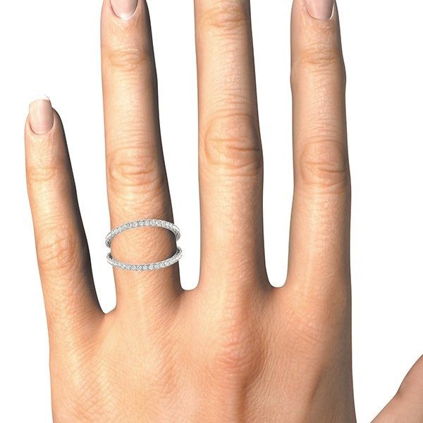 14K White Gold Fancy Dual Band Diamond Ring