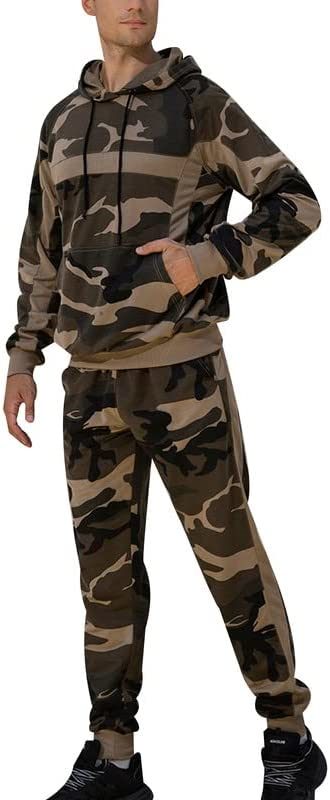 Men's Tracksuit 2 Piece Sweatsuits Full Zip Hooded Athletic Casual Outfits Jogging Sport Suits Jacket & Pants Set