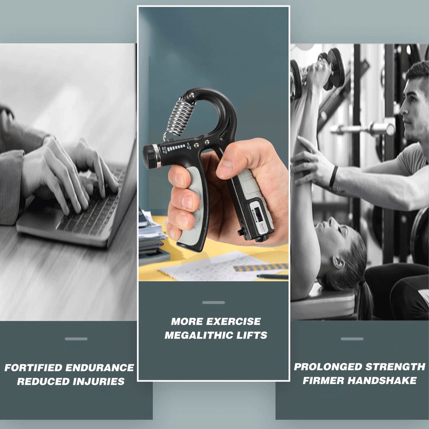 Hand Grip Strengthener, Counting hand Grips Workout, Adjustable Resistance Strength Hand Grip 11-132 lbs, Hand Grip Strength Exerciser for Muscle Building and Injury Recovery\n