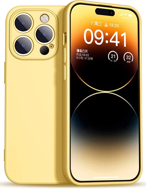 iPhone 14 Pro Shockproof Case - Slim, Water-Repellent, Dustproof Protective Cover in Yellow.
