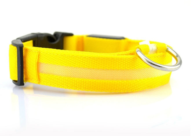 LED Dog Collar in yellow - Adjustable and Waterproof for Night Safety”