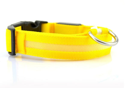 LED Dog Collar in yellow - Adjustable and Waterproof for Night Safety”