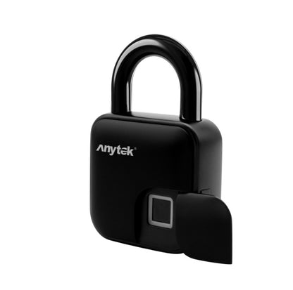 ANYTEK intelligent fingerprint padlock - IP65 waterproof and dustproof design, zinc alloy body, and 10 fingerprint storage capacity.