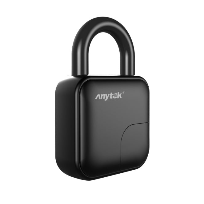 ANYTEK intelligent fingerprint padlock - IP65 waterproof and dustproof design, zinc alloy body, and 10 fingerprint storage capacity.