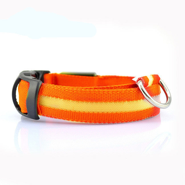 LED Dog Collar in orange - Adjustable and Waterproof for Night Safety”