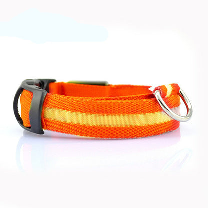 LED Dog Collar in orange - Adjustable and Waterproof for Night Safety”