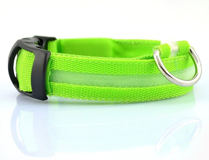 LED Dog Collar in green- Adjustable and Waterproof for Night Safety”
