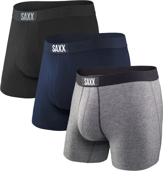 Men'S Vibe Super Soft Boxer Briefs with Built-In Pouch Support - 3 Pack
