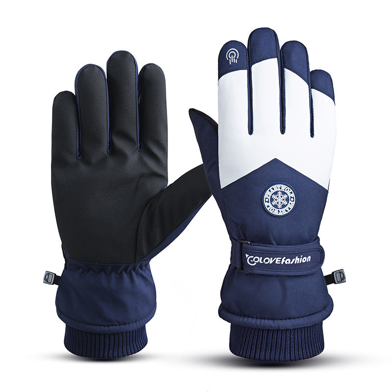 Blue-white thermal finger gloves in size XL
