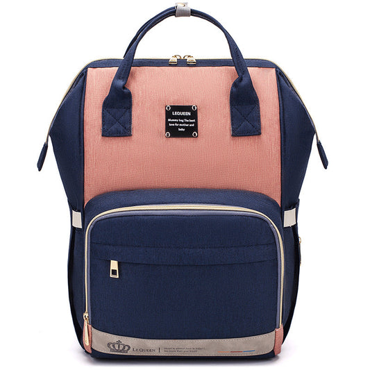 Durable polyester fiber diaper backpack in solid pink and blue color