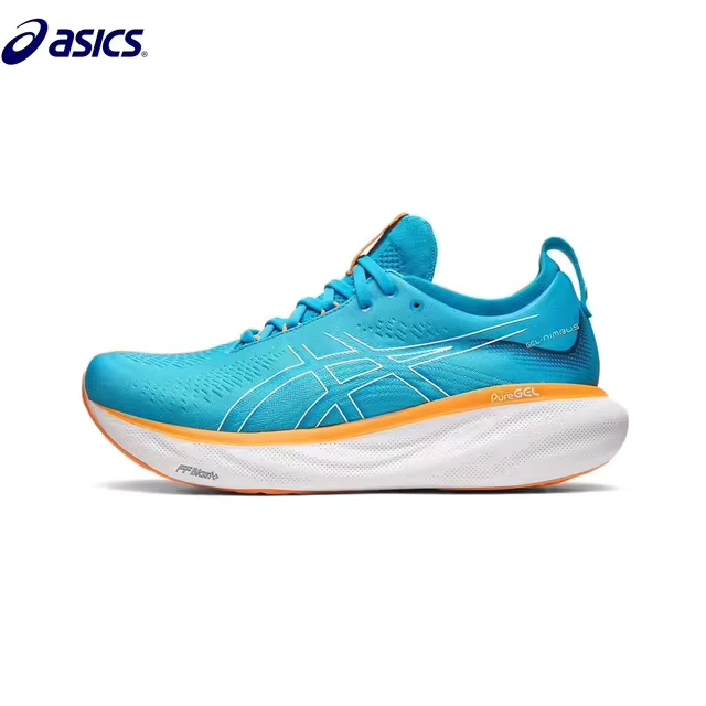 Men’s Asics Nimbus 25 Running Shoes - Cushion Stability Sneakers - Light Blue