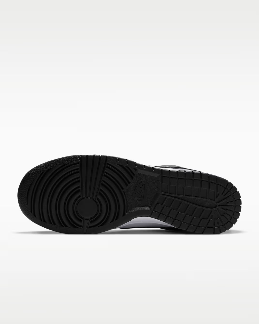 Black sneaker sole on a white background