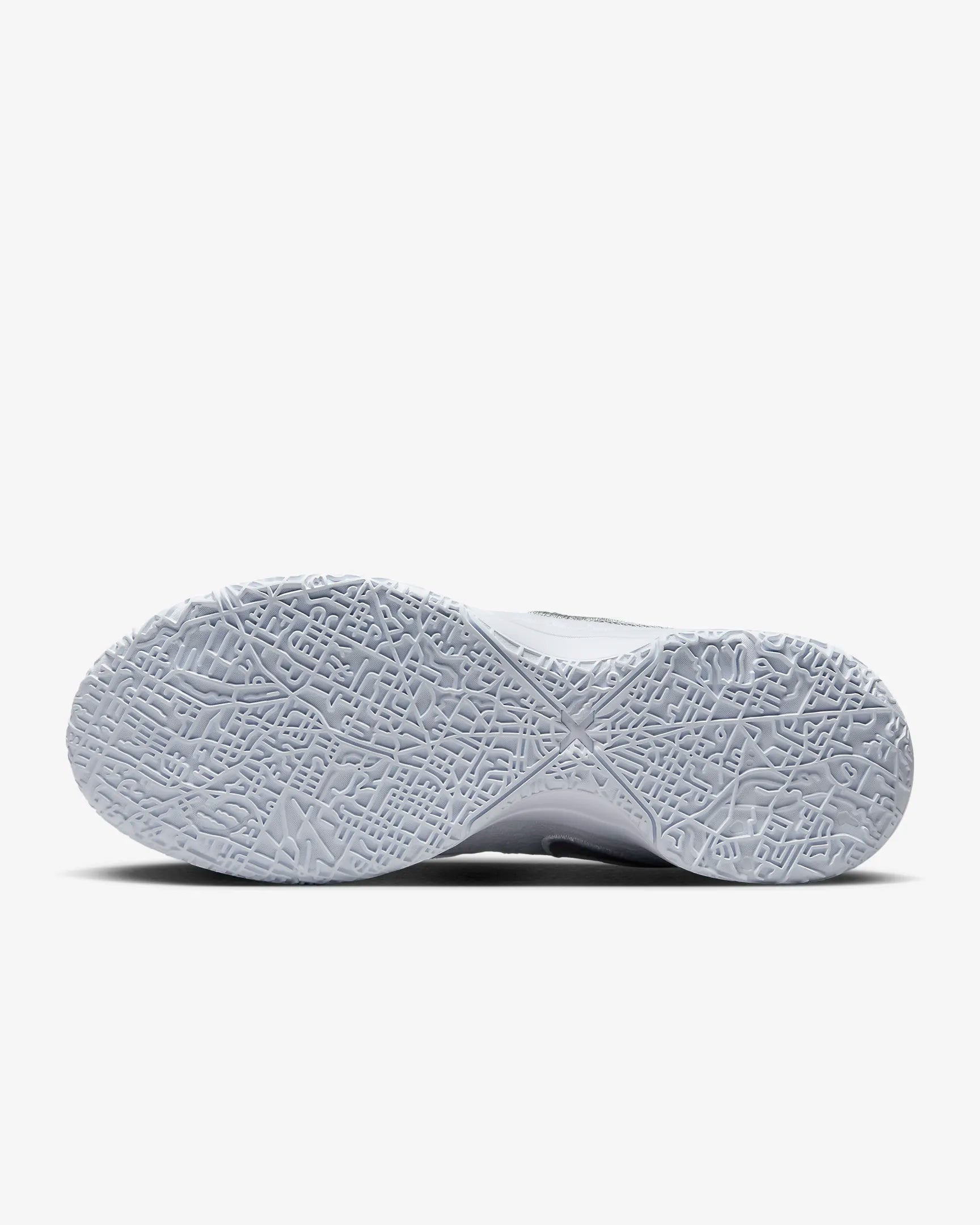 Side profile of LeBron NXXT Gen shoes with multidirectional traction inspired by Akron map