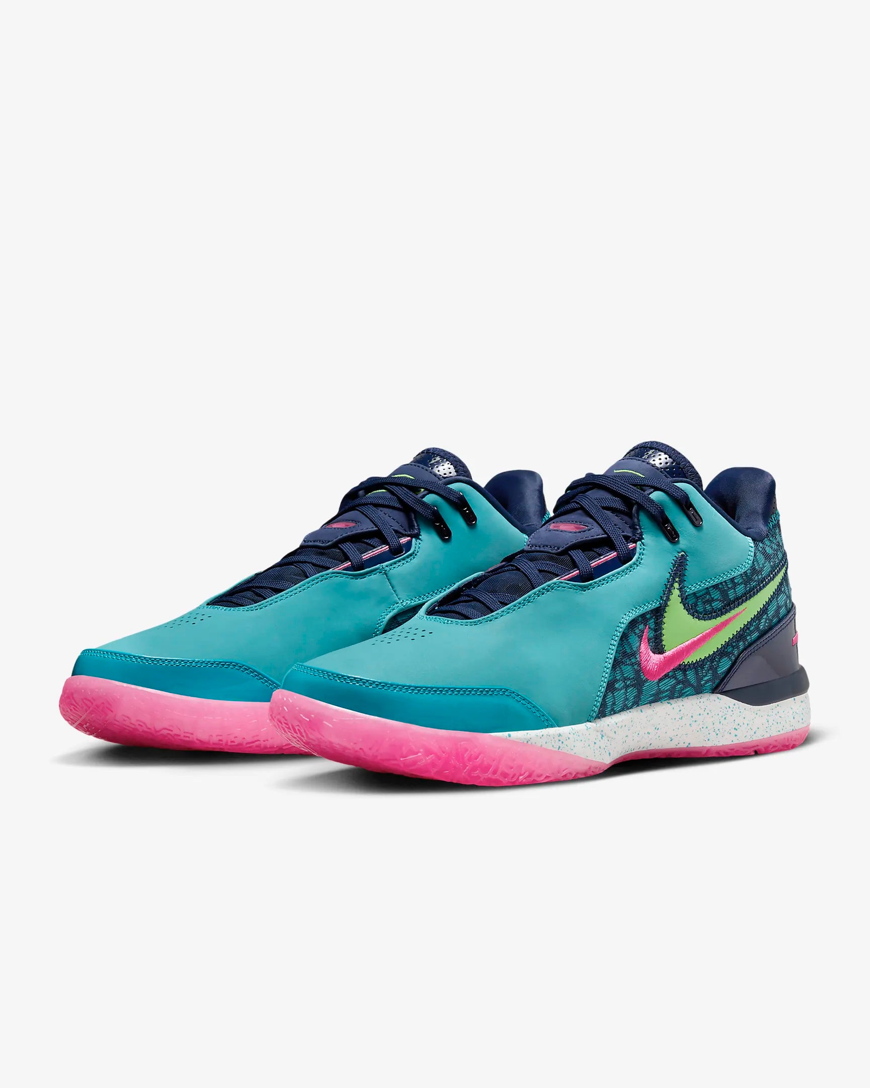 Side profile of LeBron NXXT Gen shoes with multidirectional traction inspired by Akron map