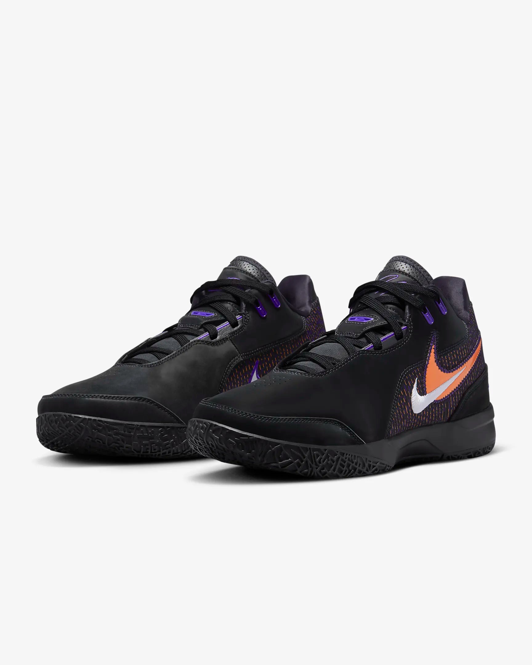 Side profile of LeBron NXXT Gen shoes with multidirectional traction inspired by Akron map