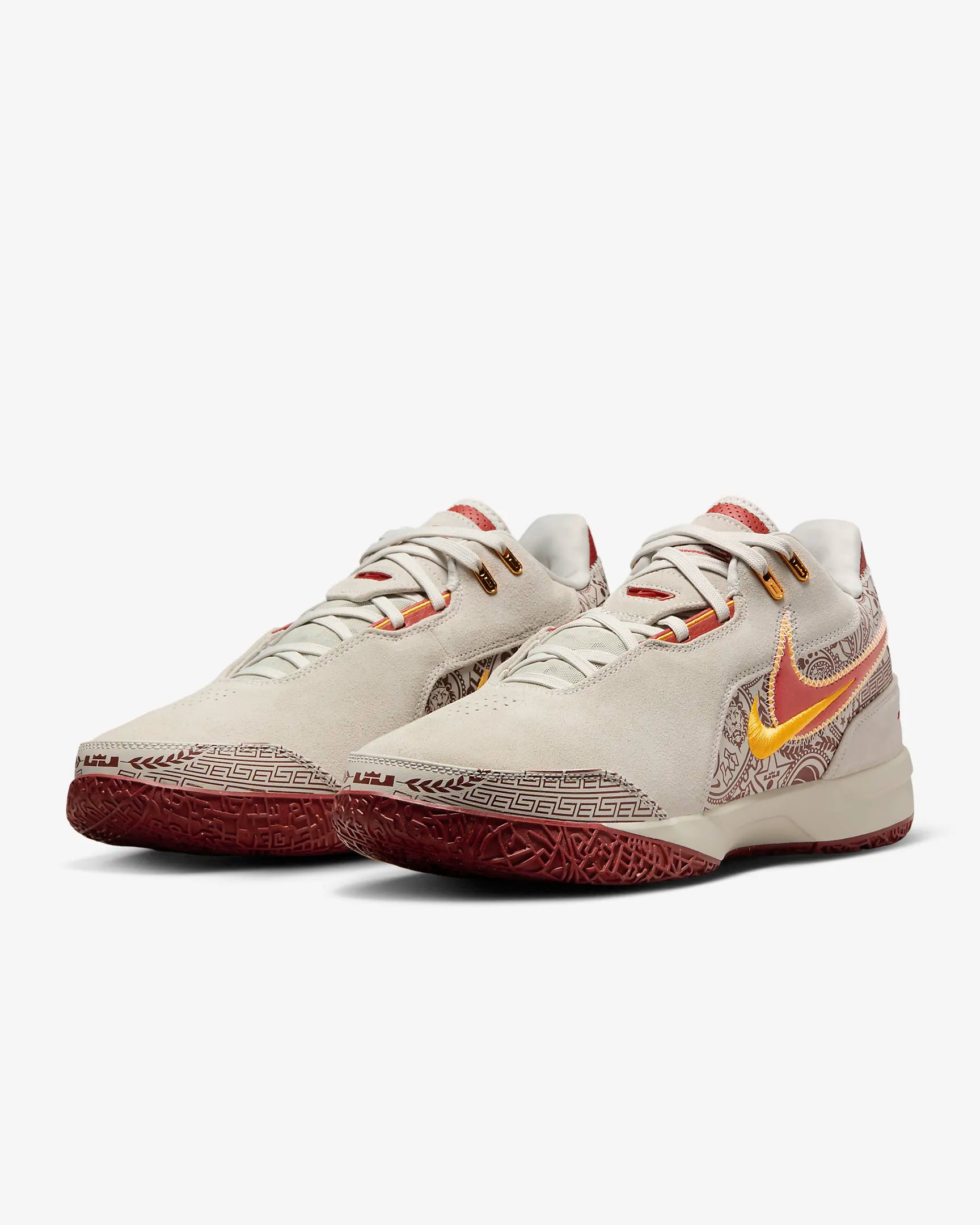 Side profile of LeBron NXXT Gen shoes with multidirectional traction inspired by Akron map
