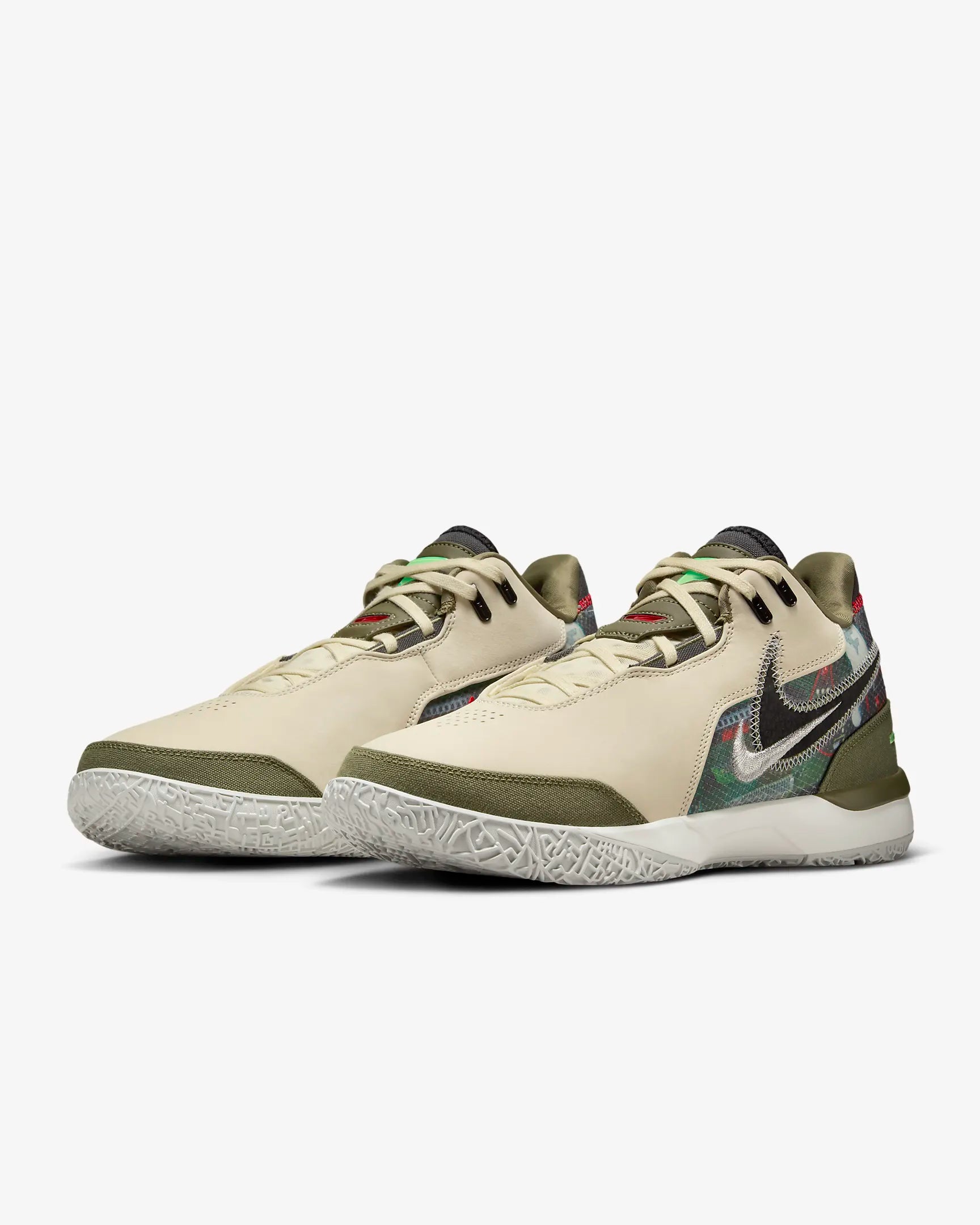 Side profile of LeBron NXXT Gen shoes with multidirectional traction inspired by Akron map