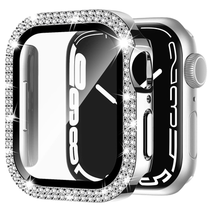 Apple watch Screen Protector; Bling Case For Apple Watch SE Series 8/7/6/5/4 With Hard PC Tempered Glass Rhinestone Protection; Full Face Case Accessories For; iWatch Girls & Women