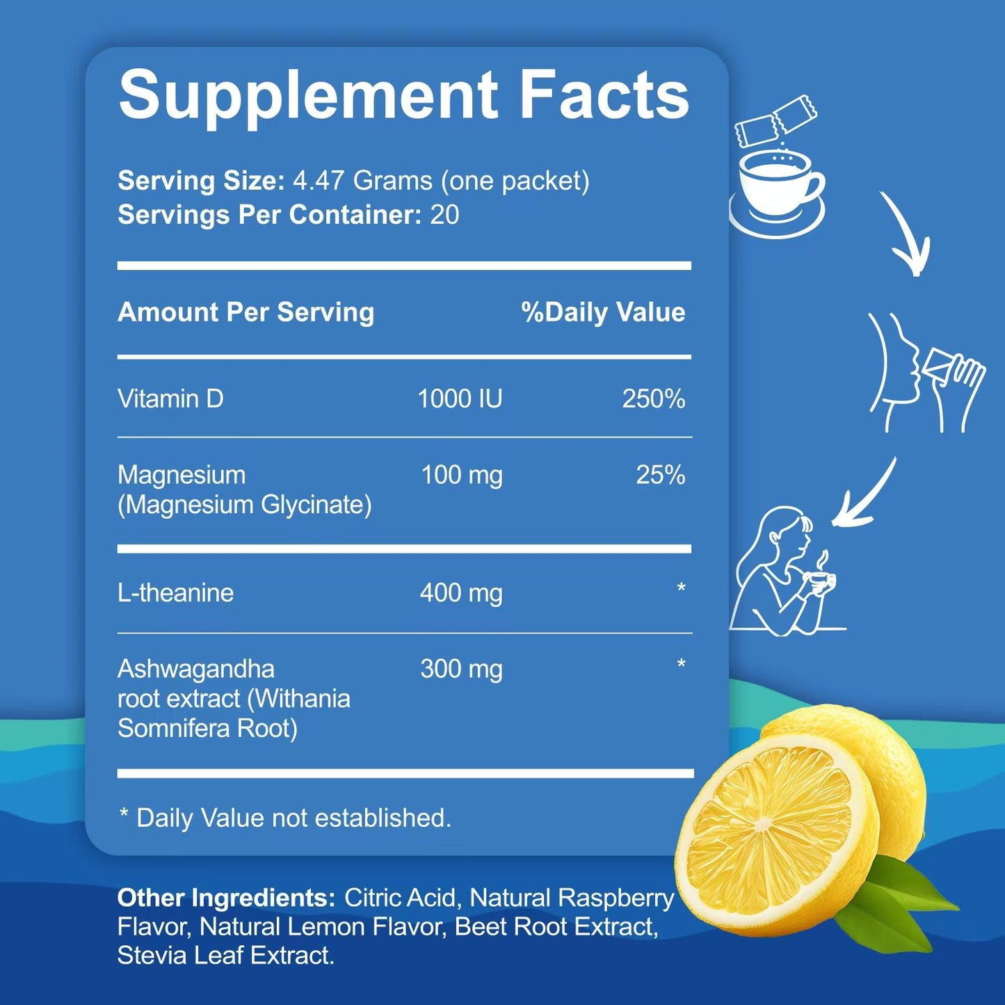 LOCRED SuperCalm Adaptogenic Powder Drink Mix – Raspberry Lemonade Flavor | Relaxation, Focus, and Hormonal Balance Supplement with Ashwagandha, L-Theanine, Magnesium | Sugar-Free, Non-GMO