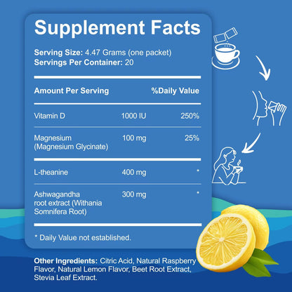 LOCRED SuperCalm Adaptogenic Powder Drink Mix – Raspberry Lemonade Flavor | Relaxation, Focus, and Hormonal Balance Supplement with Ashwagandha, L-Theanine, Magnesium | Sugar-Free, Non-GMO