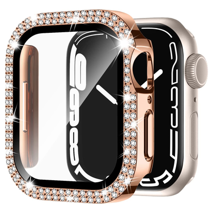 Apple watch Screen Protector; Bling Case For Apple Watch SE Series 8/7/6/5/4 With Hard PC Tempered Glass Rhinestone Protection; Full Face Case Accessories For; iWatch Girls & Women