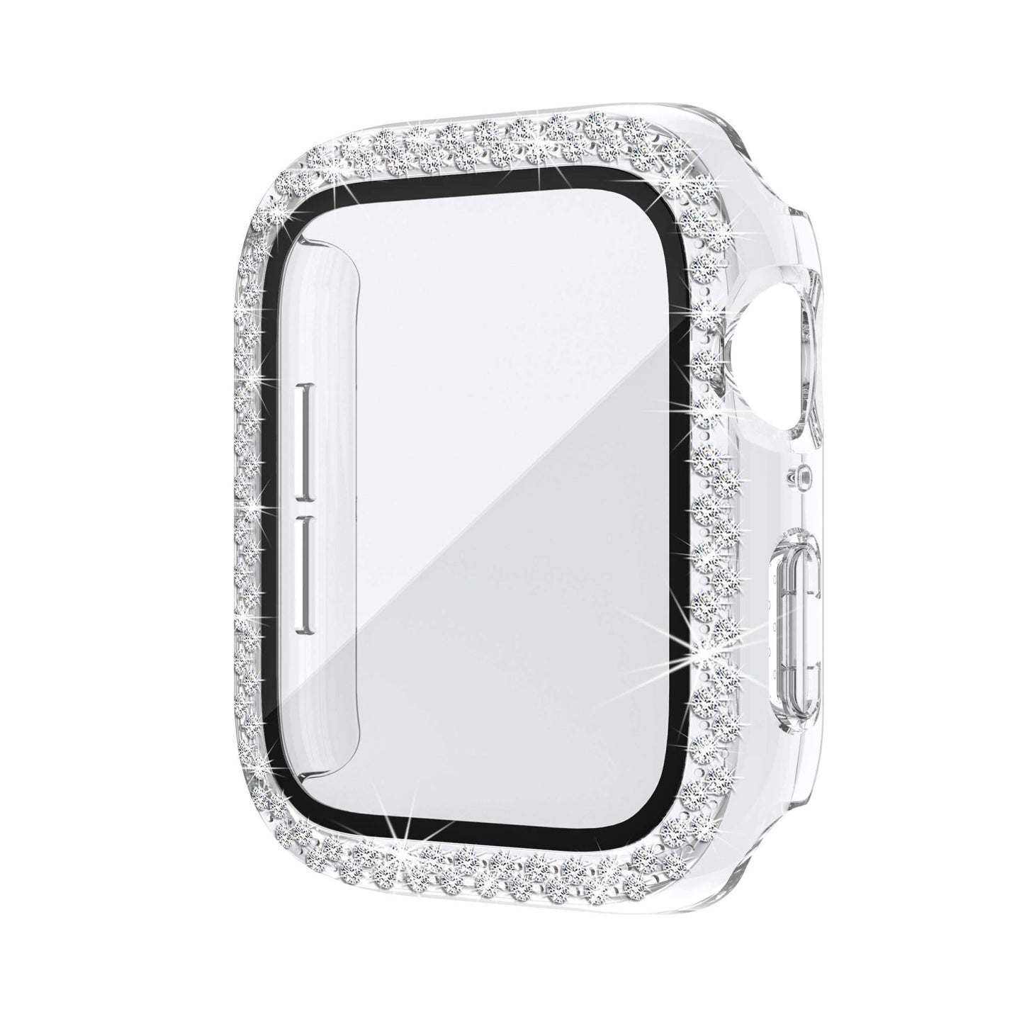 Apple watch Screen Protector; Bling Case For Apple Watch SE Series 8/7/6/5/4 With Hard PC Tempered Glass Rhinestone Protection; Full Face Case Accessories For; iWatch Girls & Women