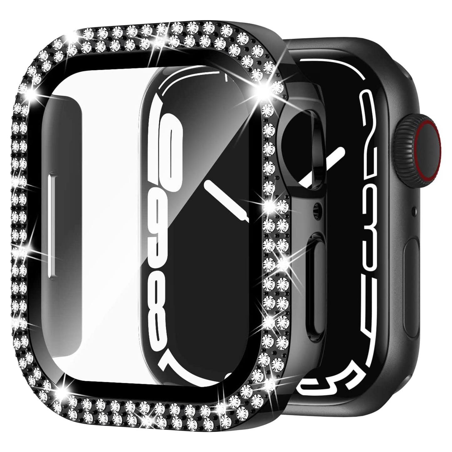 Apple watch Screen Protector; Bling Case For Apple Watch SE Series 8/7/6/5/4 With Hard PC Tempered Glass Rhinestone Protection; Full Face Case Accessories For; iWatch Girls & Women